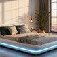 Tavia Modern Minimalist Bed with LED Lights - Contemporary Golden Hour