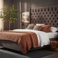 Tufted Wingback Platform Bed - Sunset Side View