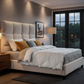 Upholstered Panel Platform Bed - Evening Ambiance