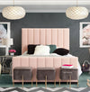 Blush Velvet Channel-Tufted Platform Bed