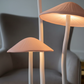Whimsical Mushroom Floor Lamp - Upward Diagonal Two Caps Detail