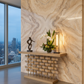 Woven Horizon Console - Penthouse Book-Matched Travertine